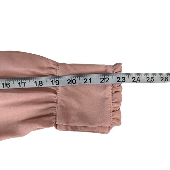 Women's Rose Pink Long Sleeve Shear Blouse - Picture 5 of 6